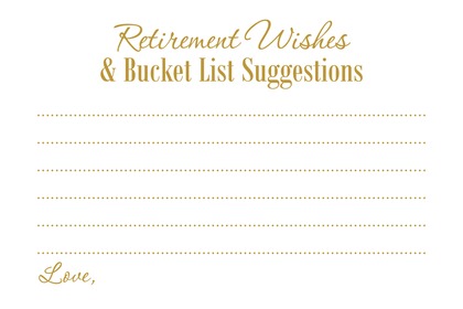 Black Script Retirement Wishes Bucket List Cards