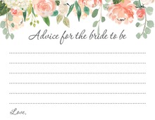 Rustic Watercolor Rose Bouquet Bridal Advice Cards