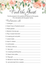 Watercolor Peach Cream Floral Find The Guest Game