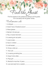 Watercolor Peach Cream Floral Find The Guest Game