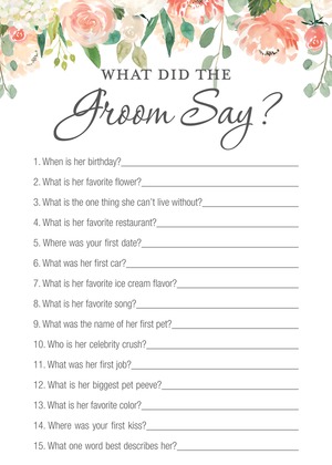 Watercolor Peach Cream Floral Wedding Tradition Quiz