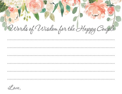 Watercolor Peach Cream Floral Bridal Advice Cards