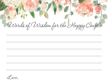 Watercolor Peach Cream Floral Bridal Bingo