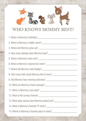 Woodland Animals Baby Shower Price Game Woodland Animals Baby Shower Price Game