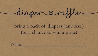 Playful Script Kraft Diaper Raffle Cards