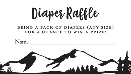 Kraft Mountain Adventure Diaper Raffle Cards