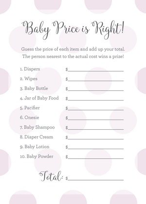 Lavender Polka Dots Baby Prediction Cards