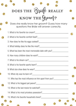 Gold Dots Wedding Tradition Quiz