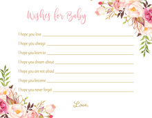 Pink Baby Feet Footprint Baby Shower Wish Cards