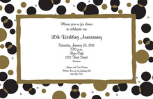 Gold Black Retro Dots Invitation