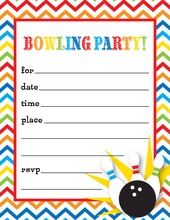 Bowling Party Chevron Fill in Invitations