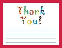 Red Border Multi-Colored Fill-In Thank You Cards