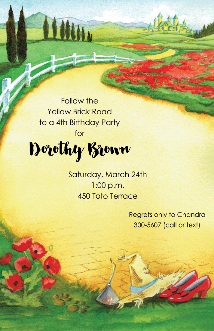 Emerald City Yellow Brick Road Invitations