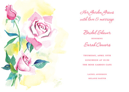 Watercolor Pink Rose Invitations