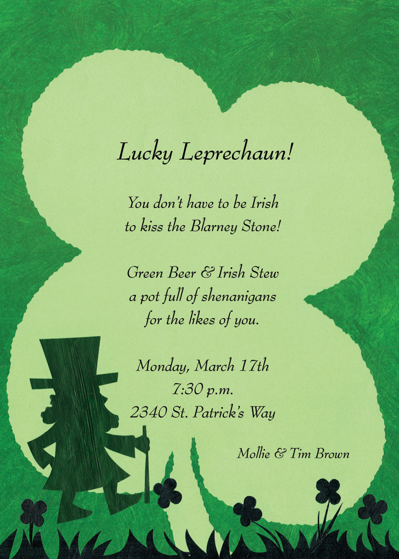 Jolly Green Lucky Leprechaun Invitation