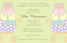 Aqua Baby Buggy Yellow Border Shower Invitations