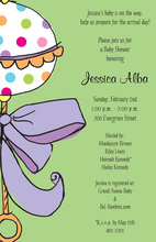 Teal Rattle Stamped Text Baby Shower Invitations