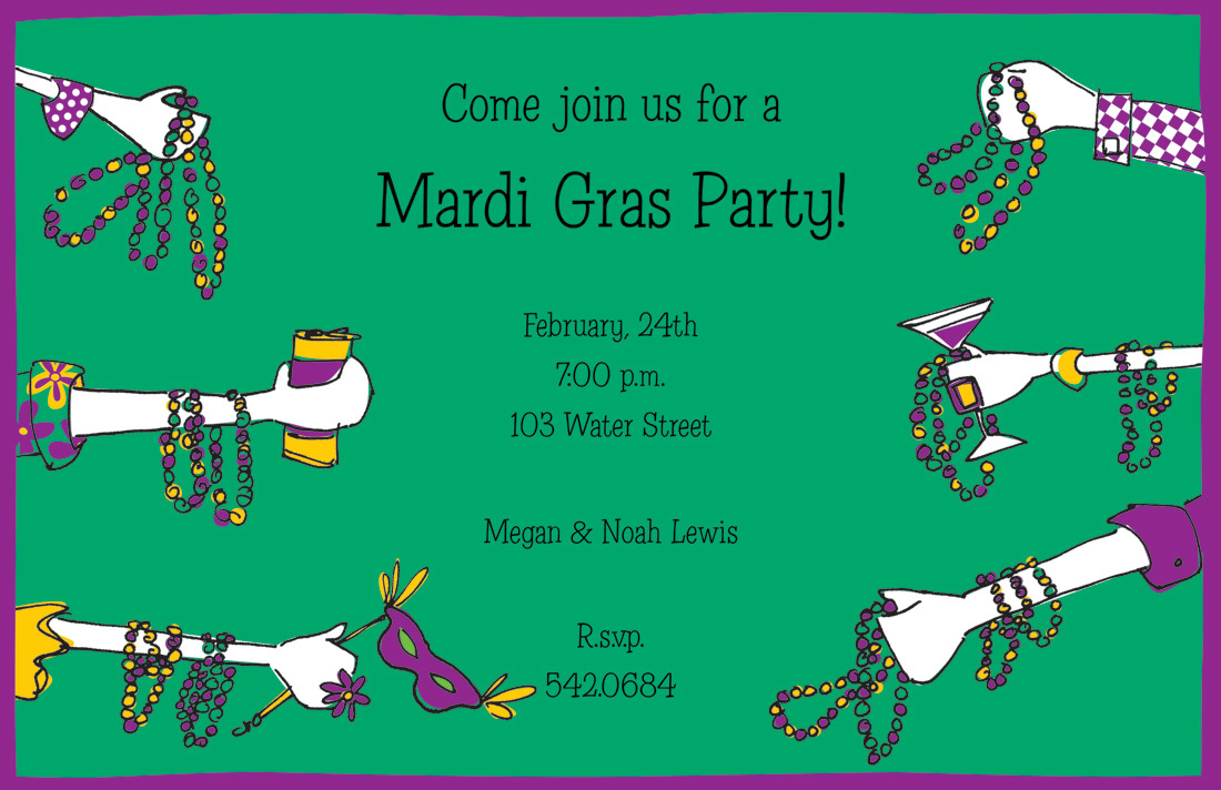 Mardi Gras Hands Invitation