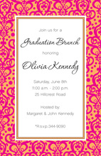 Formal Pink Damask Border Elegant Party Invitations