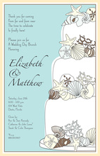 Teal Flower Cake Wood Grain Design Invitations