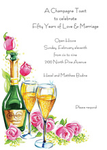 Champagne Toast Pink Roses Invitation