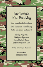 Woodland Camo Birthday Party Invitations