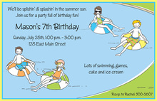 Splash Blue Chevrons Pool Party Beach Ball Invitations