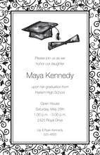 Navy Grad Caps Graduation Invitations