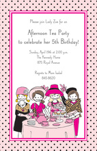 Girly Tea Party Get Together Invitations