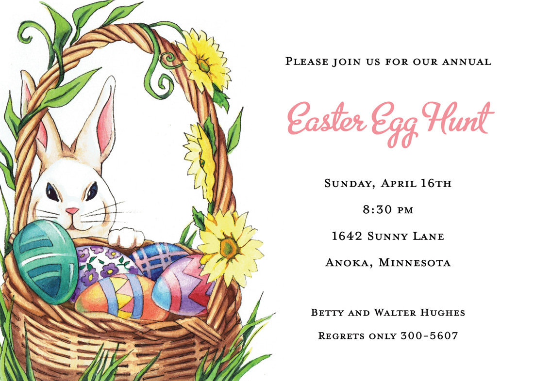 Decorated Bunny Hunt Invitations