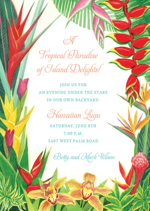 Hawaiian Tropical Party Invitations