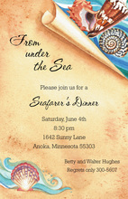 Inspired Decorated Shell Trio Beach Invitations