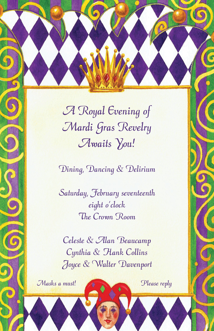 Festive Royal Mardi Gras Invitation