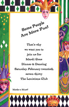 Mardi Gras Mask Peeking Jokers Invitation