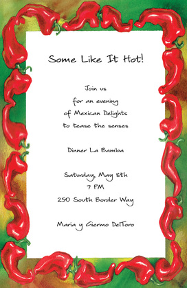 Red Hot Peppers Chili Black Invitations