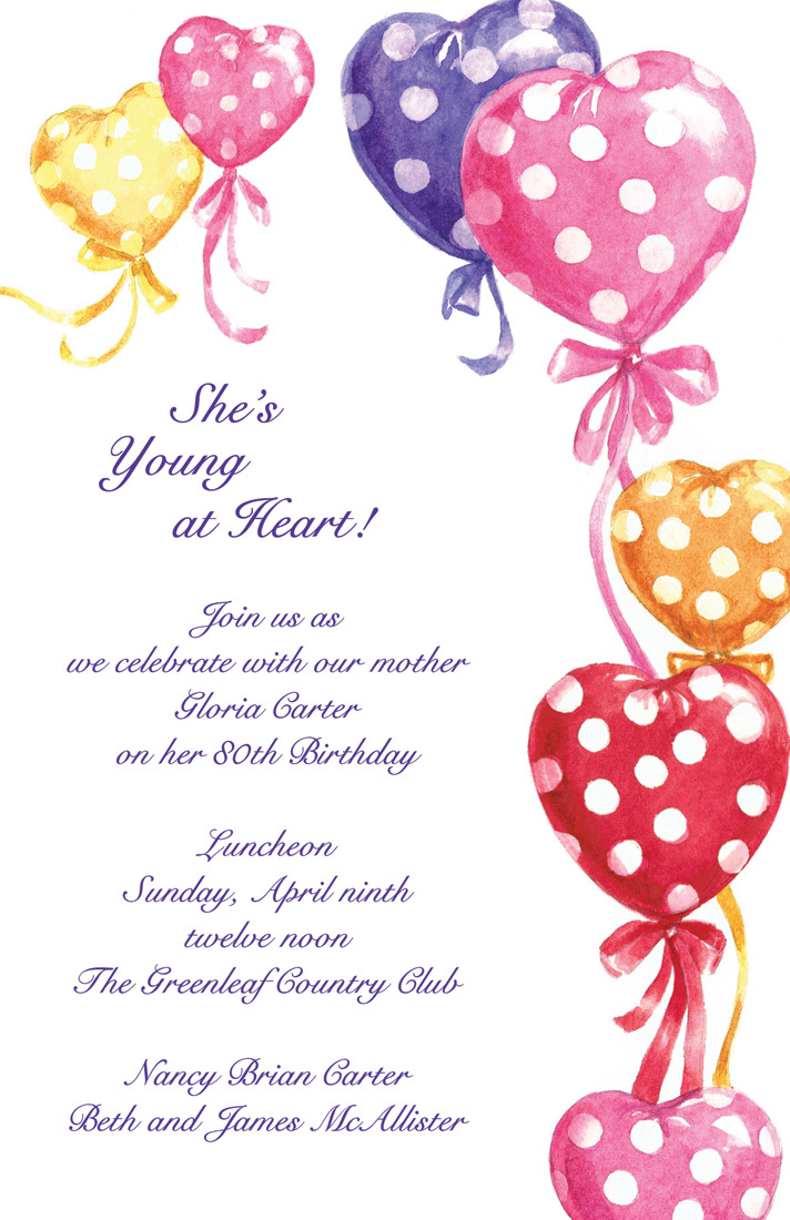 Inflated Colored Loving Hearts Invitation