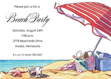 Red Umbrella On The Beach Invitations