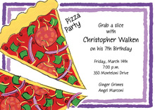 Purple Trim Pizza Slices Invitation