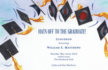 Navy Grad Caps Graduation Invitations
