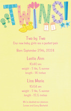 Twins Announcements Yellow Background Invitation