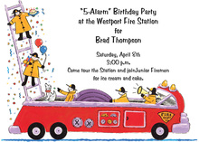 Fire Truck Chalkboard With Banners Photo Invitations