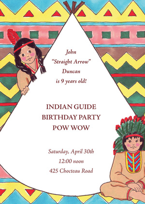 Native American Indian Brown Invitations