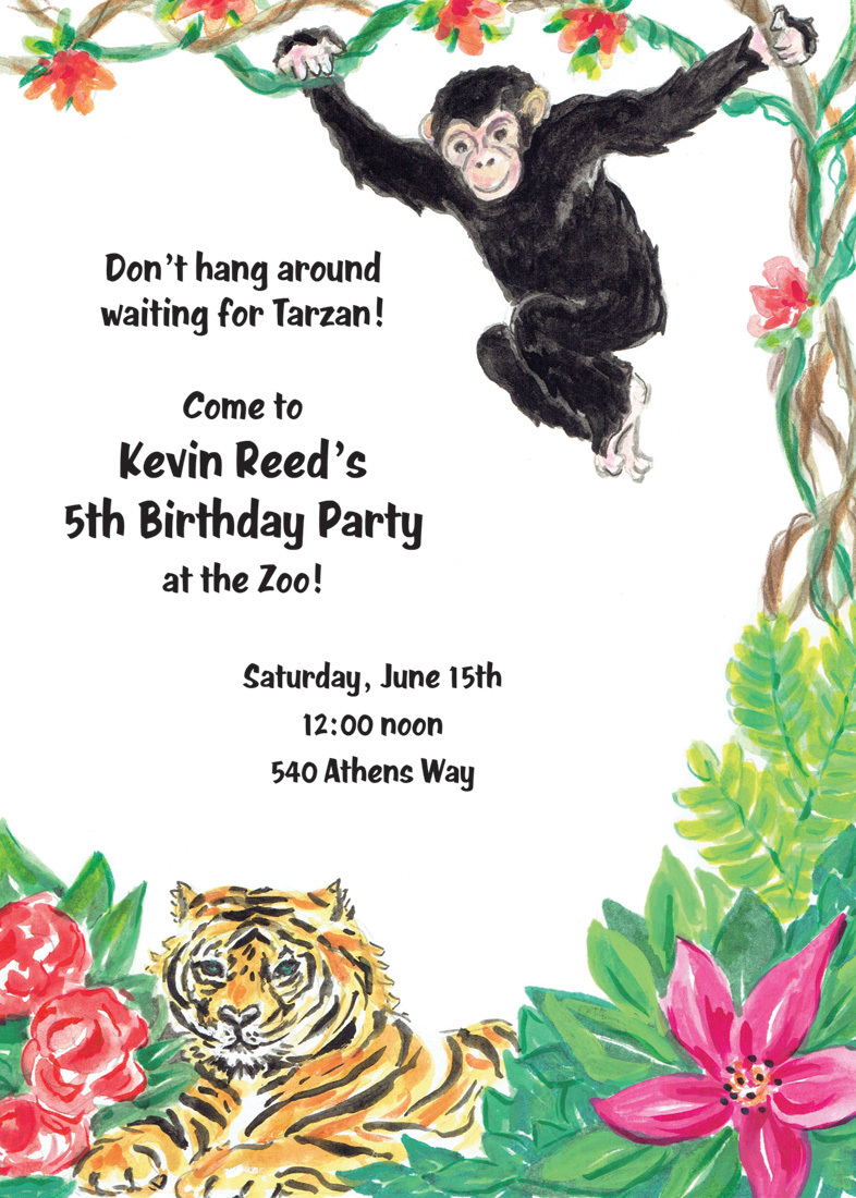 Tiger Monkey Jungle Fun Invitations