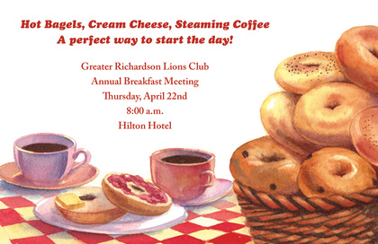 Breakfast Bagels Coffee Invitations