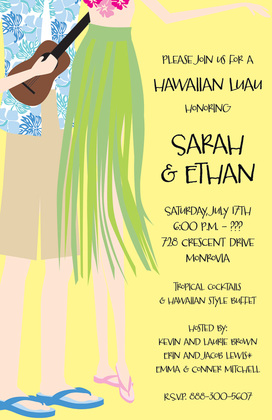 Hawaiian Luau Couple Night Invitation