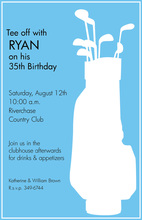 Golf Tease Simple White Invitation