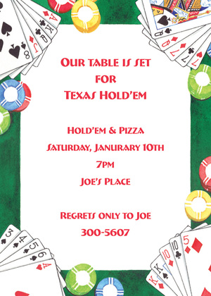 Inspired Poker Style Orange Invitations