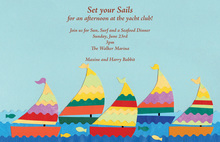 Traditional Boat Dock Watercolor Invitations