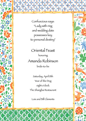 Oriental Asian Dynasty Orange Invitations