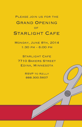 Cutting Ribbon Grand Business Opening Brown Invites